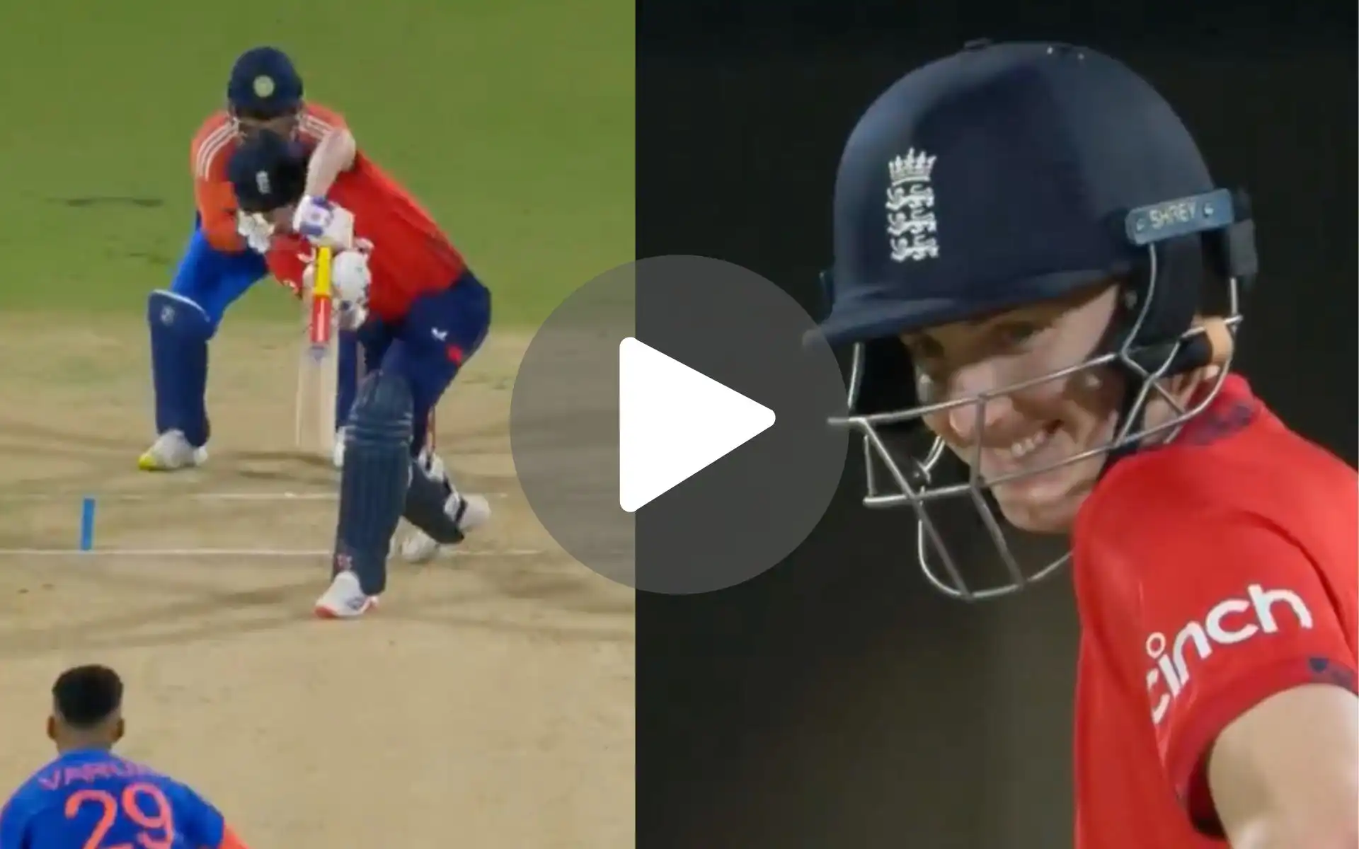 [Watch] Harry Brook Smiles In Disbelief As Chakaravarthy Shots Him Down With Mystery
